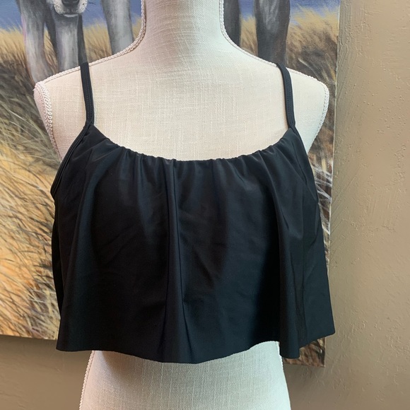 SZ XL women’s bathing suit top bandeau style black stretch top full coverage - Picture 3 of 7